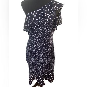 Midi One Shoulder Polka Dot Dress